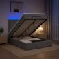 Preview: ARDEBO.de - Ottoman-Bett mit Matratze und LED Dunkelgrau 120 x 190 cm Stoff
