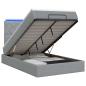 Preview: Ottoman-Bett mit Matratze und LED Hellgrau 120 x 200 cm Stoff
