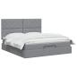 Preview: Ottoman-Bett mit Matratze und LED Hellgrau 140 x 190 cm Stoff