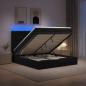 Preview: ARDEBO.de - Ottoman-Bett mit Matratze und LED Schwarz 140 x 200 cm Stoff