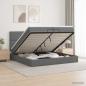Preview: ARDEBO.de - Ottoman-Bett mit Matratze und LED Dunkelgrau 200 x 200 cm Stoff