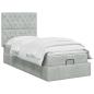 Preview: Ottoman-Bett mit Matratze und LED Hellgrau 90 x 190 cm Samt