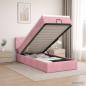 Preview: ARDEBO.de - Ottoman-Bett mit Matratze und LED Rosa 90 x 190 cm Samt