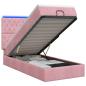 Preview: Ottoman-Bett mit Matratze und LED Rosa 90 x 190 cm Samt