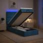 Preview: ARDEBO.de - Ottoman-Bett mit Matratze und LED Dunkelblau 100 x 200 cm Samt