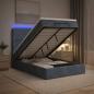 Preview: ARDEBO.de - Ottoman-Bett mit Matratze und LED Dunkelgrau 120 x 200 cm Samt