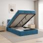 Preview: Ottoman-Bett mit Matratze und LED Dunkelblau 120 x 200 cm Samt
