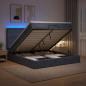Preview: ARDEBO.de - Ottoman-Bett mit Matratze und LED Dunkelgrau 140 x 190 cm Samt