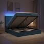 Preview: ARDEBO.de - Ottoman-Bett mit Matratze und LED Dunkelblau 140 x 190 cm Samt