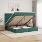 Preview: ARDEBO.de - Ottoman-Bett mit Matratze und LED Dunkelgrün 140 x 200 cm Samt