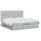 Preview: Ottoman-Bett mit Matratze und LED Hellgrau 200 x 200 cm Samt