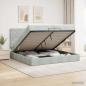 Preview: Ottoman-Bett mit Matratze und LED Hellgrau 200 x 200 cm Samt