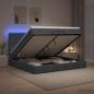 Preview: Ottoman-Bett mit Matratze und LED Dunkelgrau 200 x 200 cm Samt