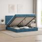 Preview: Ottoman-Bett mit Matratze und LED Dunkelblau 200 x 200 cm Samt