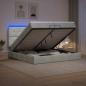 Preview: ARDEBO.de - Ottoman-Bett mit Matratze und LED Hellgrau 200 x 200 cm Samt