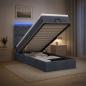 Preview: ARDEBO.de - Ottoman-Bett mit Matratze und LED Dunkelgrau 90 x 190 cm Samt