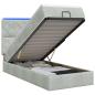 Preview: Ottoman-Bett mit Matratze und LED Hellgrau 100 x 200 cm Samt