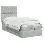 Preview: Ottoman-Bett mit Matratze und LED Hellgrau 100 x 200 cm Samt