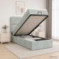 Preview: Ottoman-Bett mit Matratze und LED Hellgrau 100 x 200 cm Samt