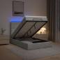 Preview: ARDEBO.de - Ottoman-Bett mit Matratze und LED Hellgrau 120 x 200 cm Samt