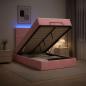 Preview: ARDEBO.de - Ottoman-Bett mit Matratze und LED Rosa 120 x 200 cm Samt