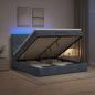 Preview: Ottoman-Bett mit Matratze und LED Dunkelgrau 140 x 200 cm Samt