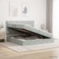 Preview: ARDEBO.de - Ottoman-Bett mit Matratze und LED Hellgrau 200 x 200 cm Samt