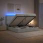 Preview: Ottoman-Bett mit Matratze und LED Hellgrau 200 x 200 cm Samt
