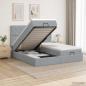 Preview: Ottoman-Bett mit Matratze und LED Hellgrau 160 x 200 cm Stoff