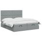 Preview: Ottoman-Bett mit Matratze und LED Hellgrau 180 x 200 cm Stoff