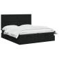 Preview: Ottoman-Bett mit Matratze und LED Schwarz 200 x 200 cm Stoff