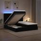 Preview: ARDEBO.de - Ottoman-Bett mit Matratze und LED Schwarz 160 x 200 cm Samt