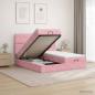 Preview: ARDEBO.de - Ottoman-Bett mit Matratze und LED Rosa 180 x 200 cm Samt