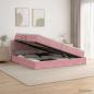 Preview: ARDEBO.de - LED-Speicherbett mit Matratze Rosa 200 x 200 cm Samt