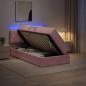 Preview: ARDEBO.de - LED-Speicherbett mit Matratze Rosa 90 x 200 cm Samt