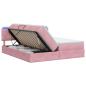 Preview: ARDEBO.de - LED-Speicherbett mit Matratze Rosa 180 x 200 cm Samt