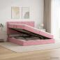 Preview: ARDEBO.de - Aufbewahrungsbett mit Matratze Rosa 200 x 200 cm Samt