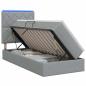 Preview: LED-Speicherbett mit Matratze Hellgrau 90 x 200 cm Stoff
