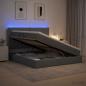 Preview: ARDEBO.de - LED-Speicherbett mit Matratze Dunkelgrau 180 x 200 cm Stoff