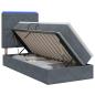Preview: LED-Speicherbett mit Matratze Dunkelgrau 90 x 190 cm Samt