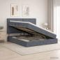 Preview: ARDEBO.de - LED-Speicherbett mit Matratze Dunkelgrau 180 x 200 cm Samt