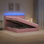 Preview: ARDEBO.de - LED-Speicherbett mit Matratze Rosa 200 x 200 cm Samt
