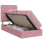 Preview: LED-Speicherbett mit Matratze Rosa 90 x 200 cm Samt