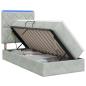 Preview: LED-Speicherbett mit Matratze Hellgrau 100 x 200 cm Samt