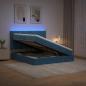Preview: LED-Speicherbett mit Matratze Dunkelblau 160 x 200 cm Samt