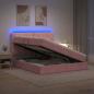 Preview: ARDEBO.de - LED-Speicherbett mit Matratze Rosa 160 x 200 cm Samt