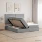 Preview: ARDEBO.de - LED-Speicherbett mit Matratze Hellgrau 200 x 200 cm Stoff