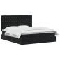 Preview: LED-Speicherbett mit Matratze Schwarz 200 x 200 cm Samt