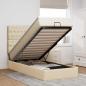 Preview: ARDEBO.de - Ottoman-Bett mit Matratze & LEDs Creme 80x200 cm Stoff