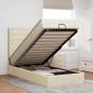 Preview: ARDEBO.de - Ottoman-Bett mit Matratze & LEDs Creme 80x200 cm Stoff